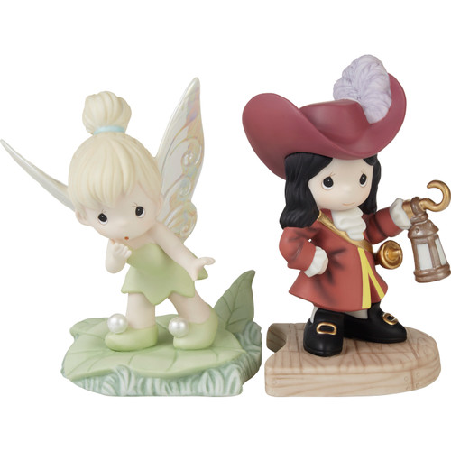 Precious Moments 231030 Life Is A Daring Adventure Disney Tinker Bell and Captain  Hook 2-Piece Bisque Porcelain Figurine Set