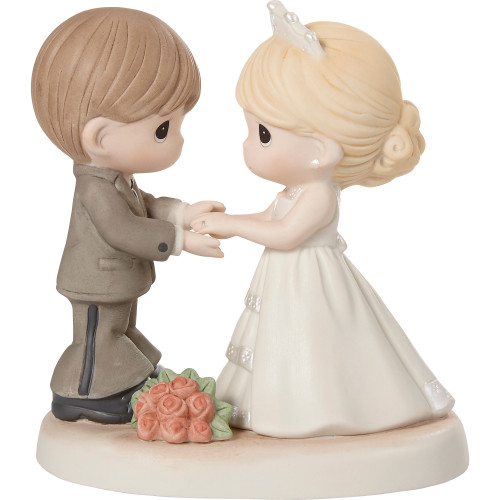 Wedding Gift, “Best Day Ever”, Wedding Cake Topper Bride and Groom Figurine,  Bisque Porcelain, #172007
