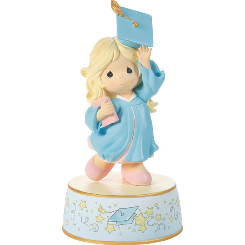 From Cap And Gown To New Horizons Blonde Girl/Blue Gown Graduation Musical