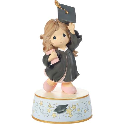From Cap And Gown To New Horizons Brunette Girl/Black Gown Graduation Musical
