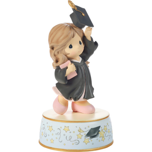 From Cap And Gown To New Horizons Brunette Girl/Black Gown Graduation Musical