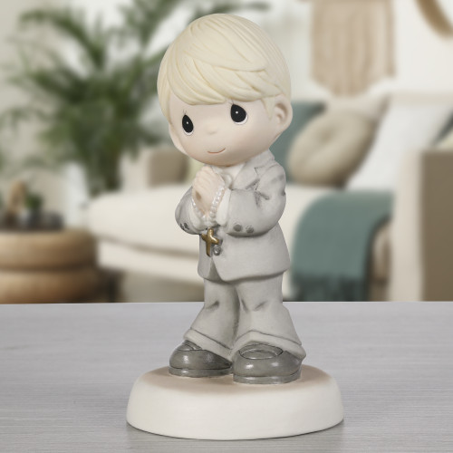 My First Communion Blond Hair Boy Figurine   My First Communion Blond Hair Boy Figurine
