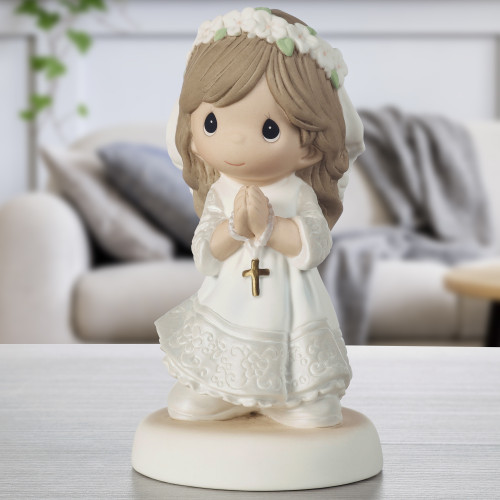 My First Communion Brunette Hair Girl Figurine  