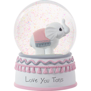 Love You Tons, Pink, Elephant Musical Snow Globe, Resin/Glass