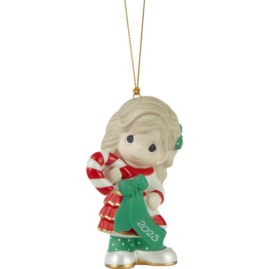 Sweet Christmas Wishes 2023 Dated Girl Ornament