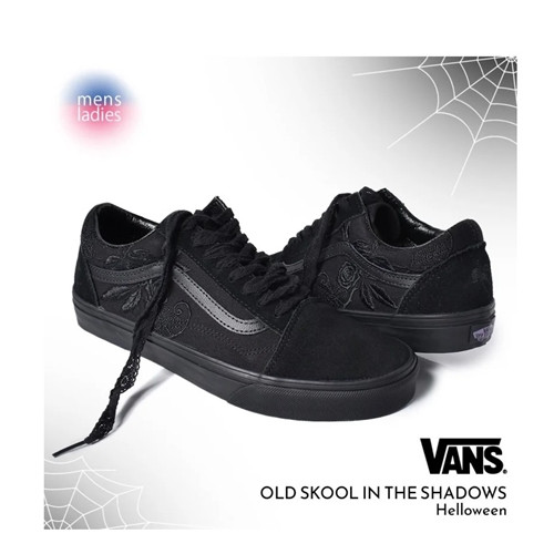 Sepatu Vans All Black Old Skool Womens Suede All Black Leather Old