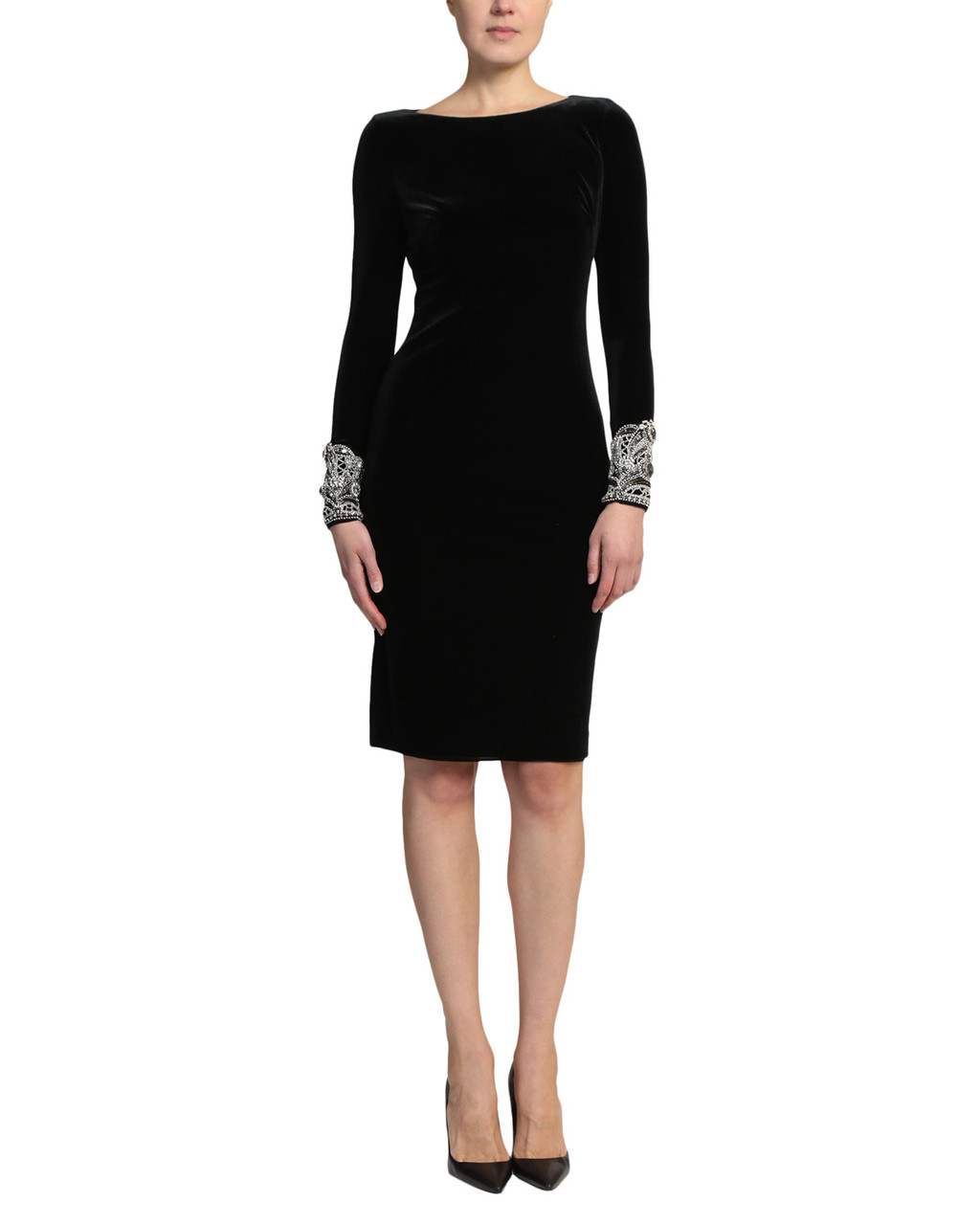 badgley mischka beaded sleeve cocktail dress