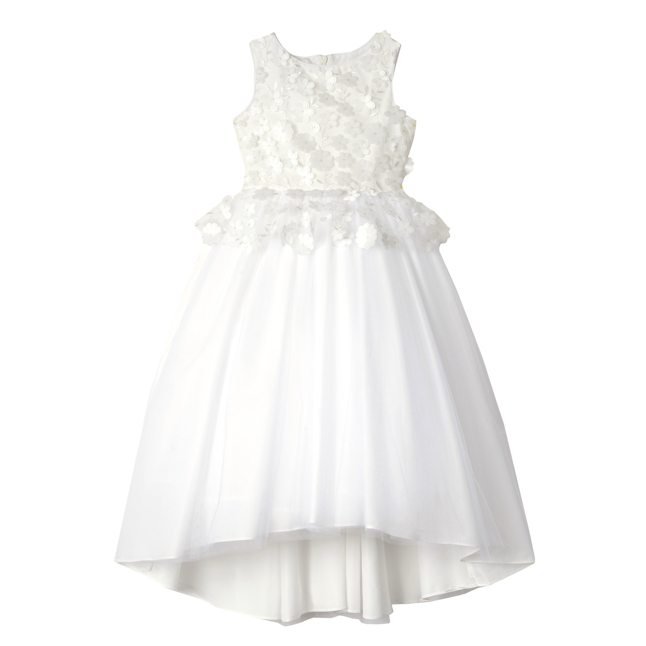 3d flower dress white