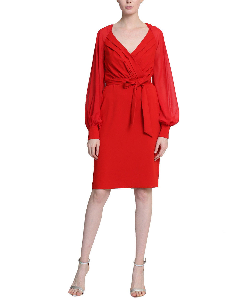 deep red wrap dress