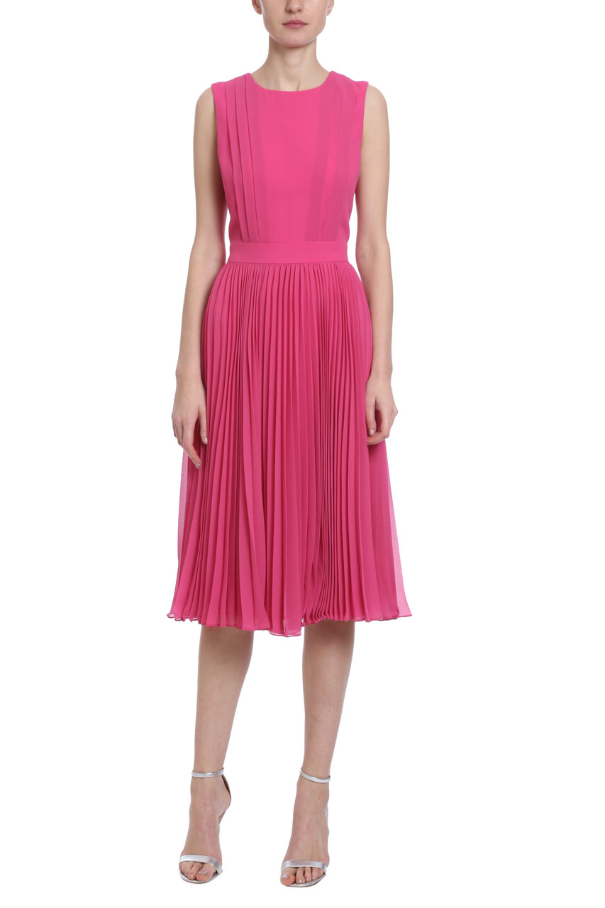 pink pleated dress