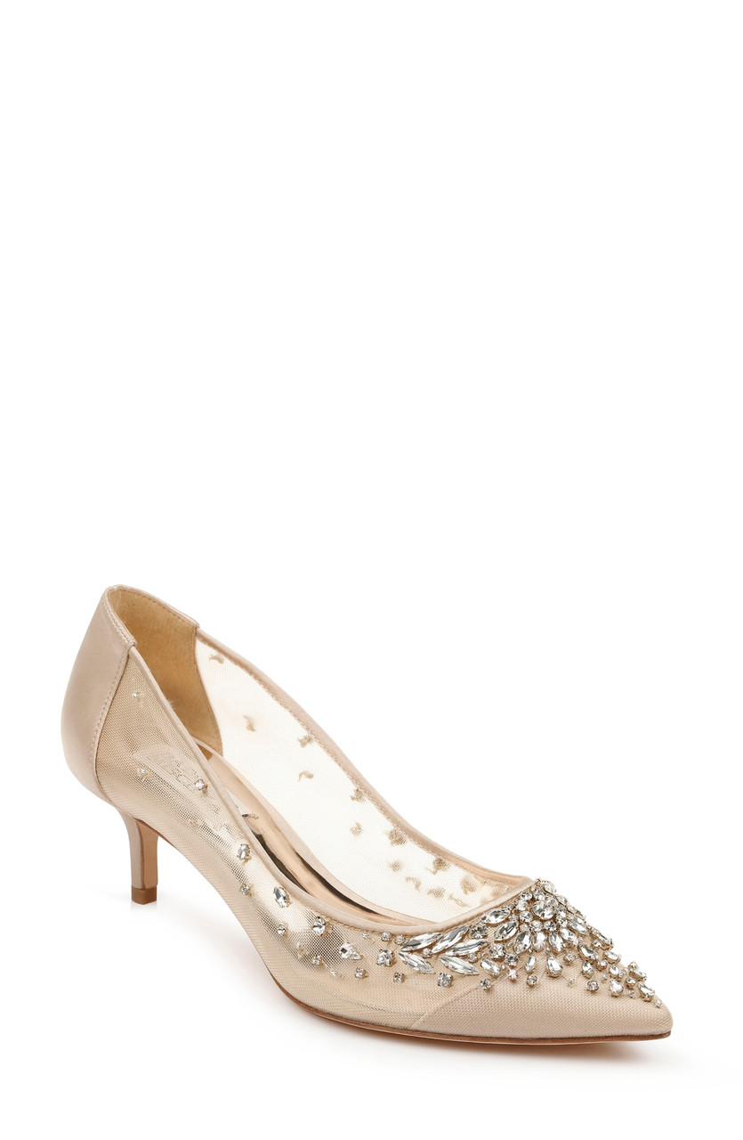 silver kitten heel court shoes