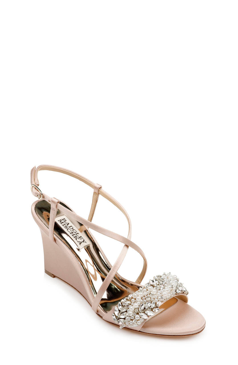 badgley mischka bridal wedge shoes