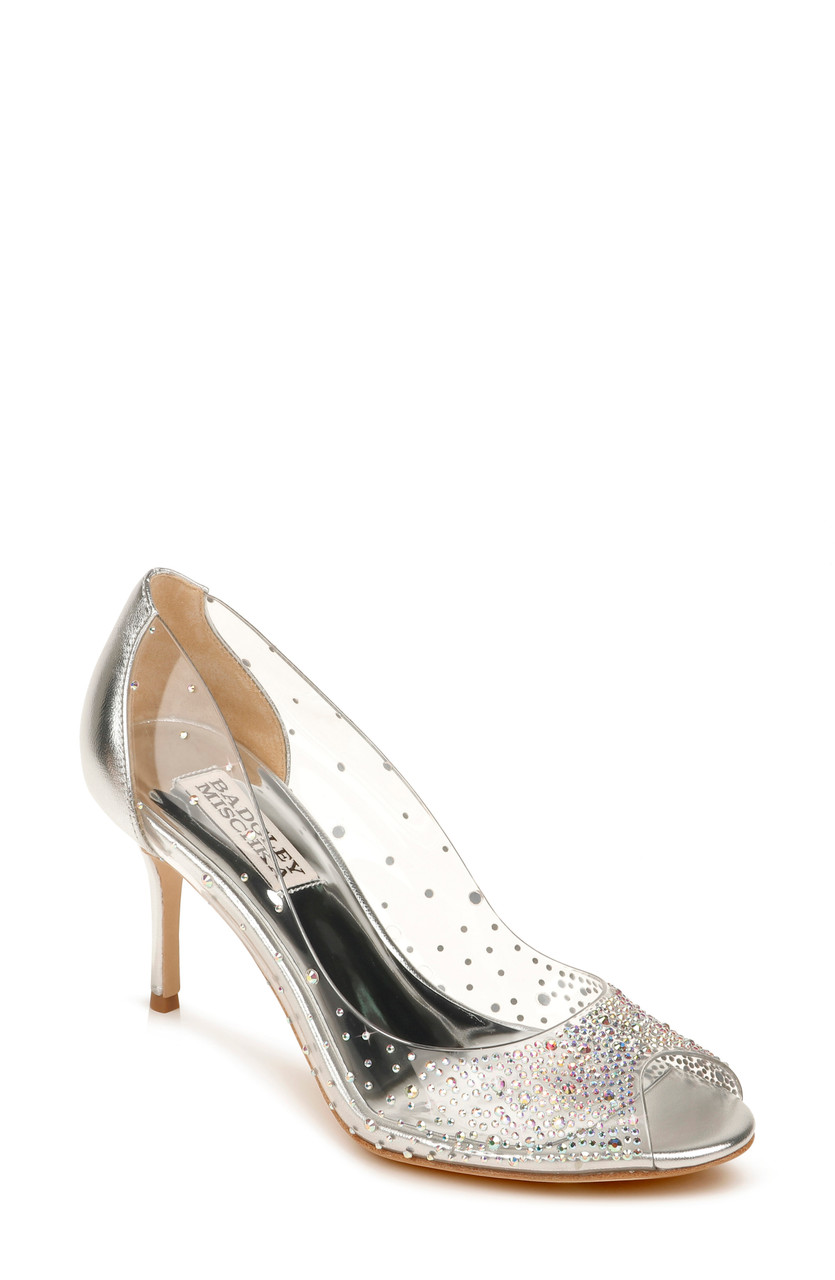 badgley mischka vicki crystal embellished peep toe pump