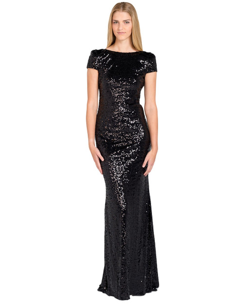 black sequin gown