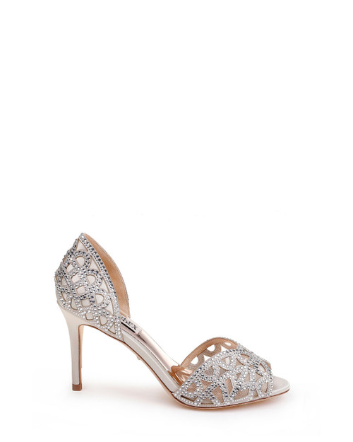 badgley mischka harbor crystal embellished open toe pump
