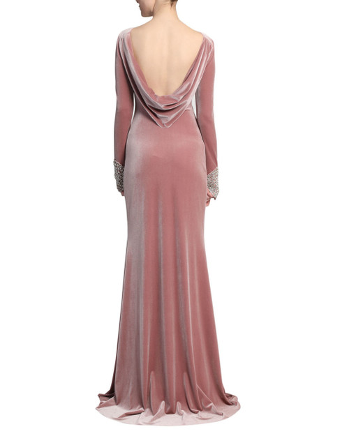 cowl back evening dress