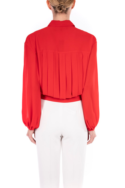 BRIGHT SIAM Georgette Pleated Top Back