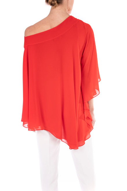Bright Siam Georgette One Shoulder Top Back