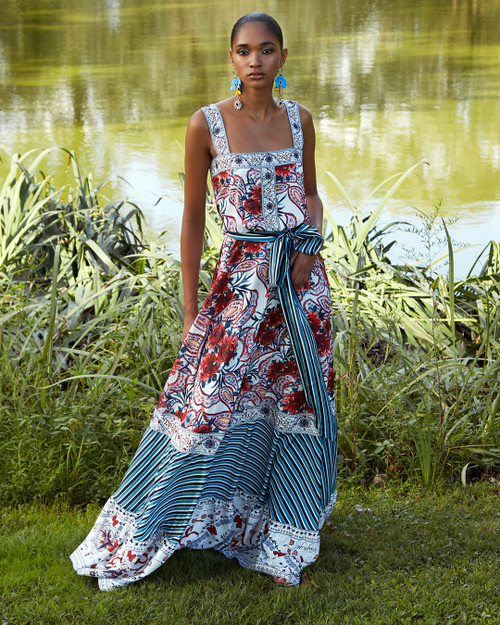 Red Multi Crepe De Chine Printed Gown Alt Image