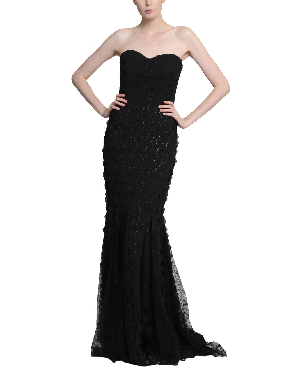 black strapless gown