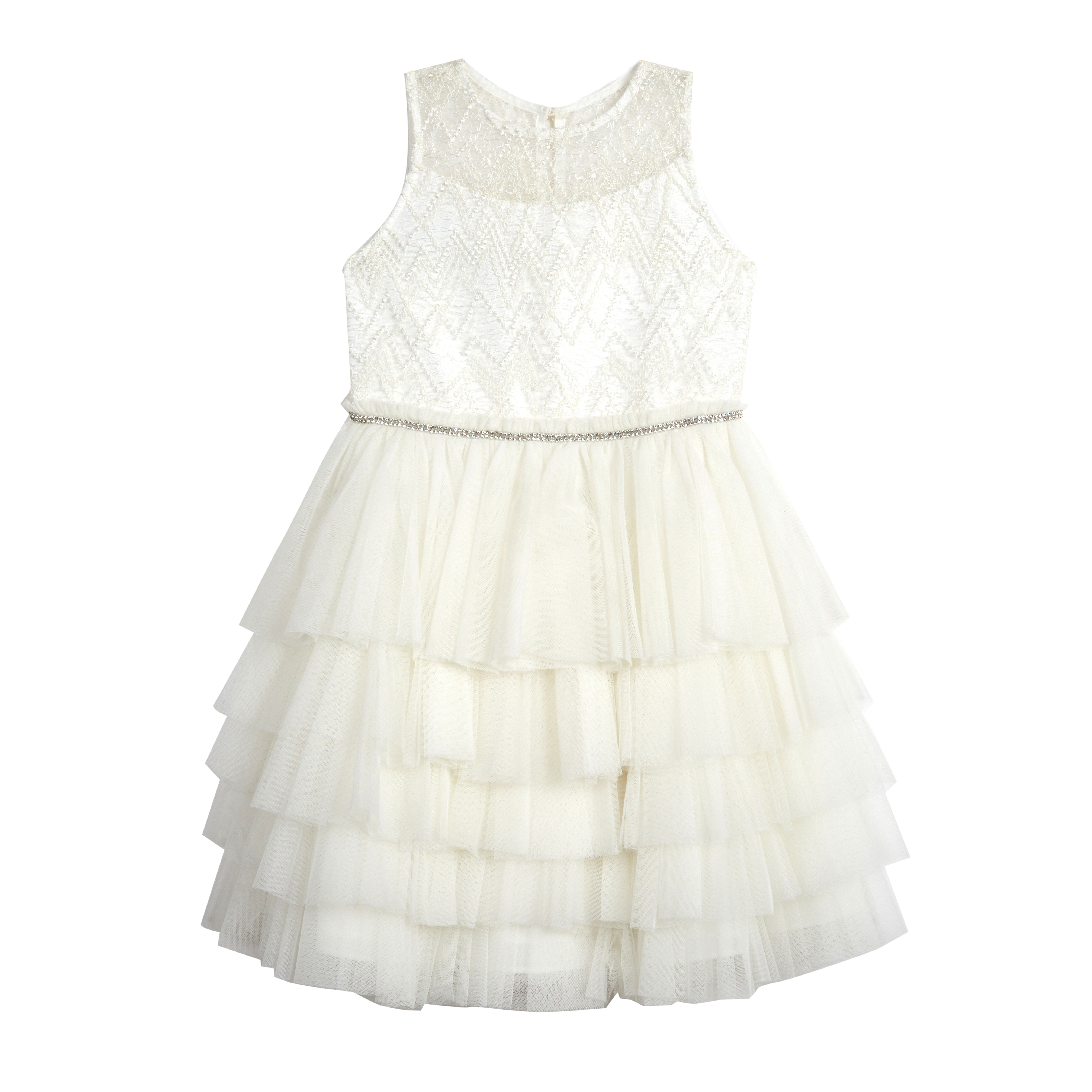 Beaded Illusion Multi Tier Dress Size 7 16 By Badgley Mischka