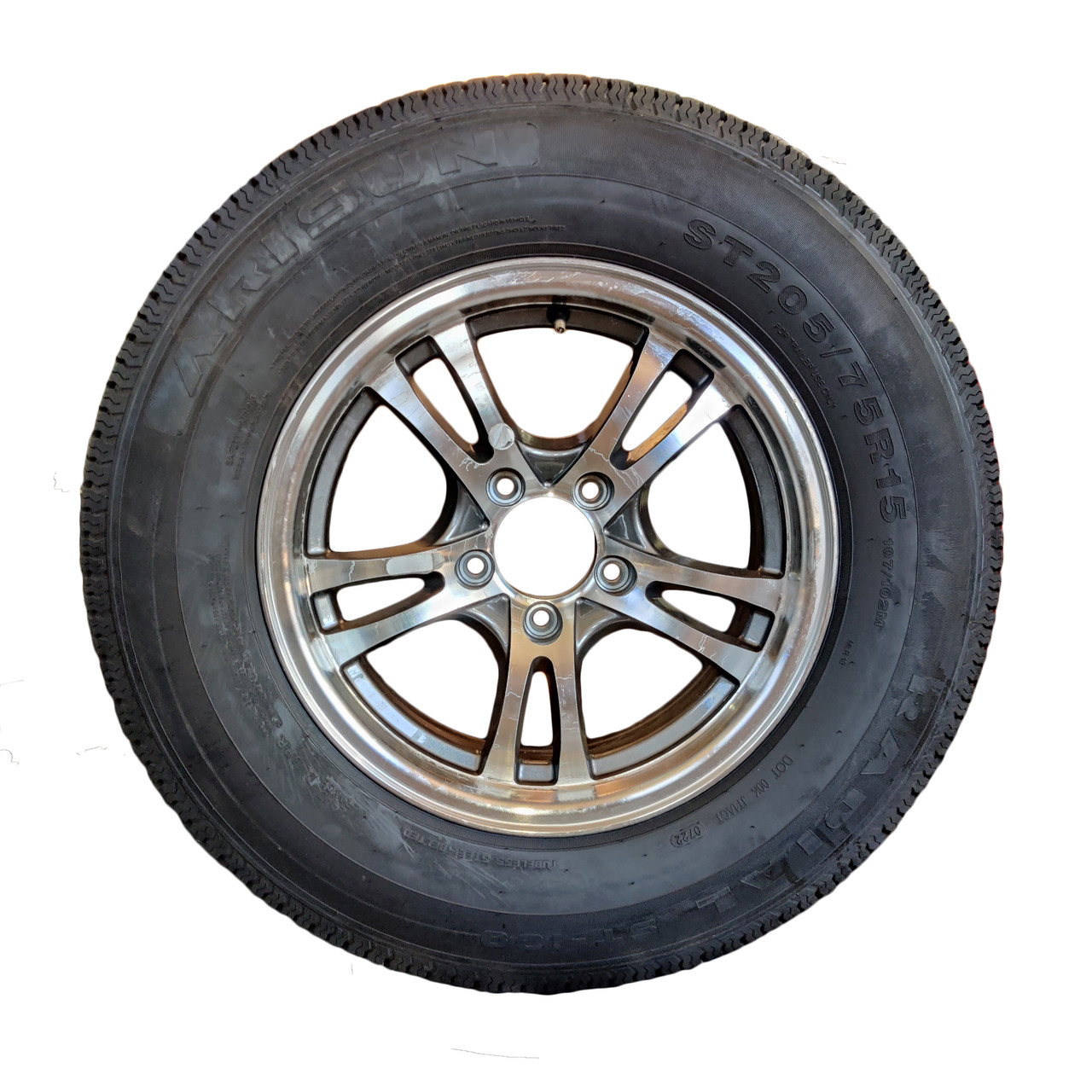 Arisun 205/75R15 Tire & Wheel Jaguar Gunmetal 5x4.5 - Apex Trailer Supply