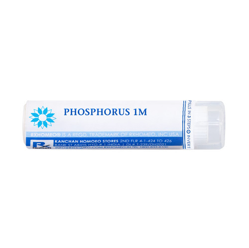Shop Rxhomeo® homeopathic single remedy pills Phosphorus for Cough, Diarrhoea, Gastritis, Haemorrhages, Hoarseness, Laryngitis, Menstrual Disorders, Throat and Lung Affections.