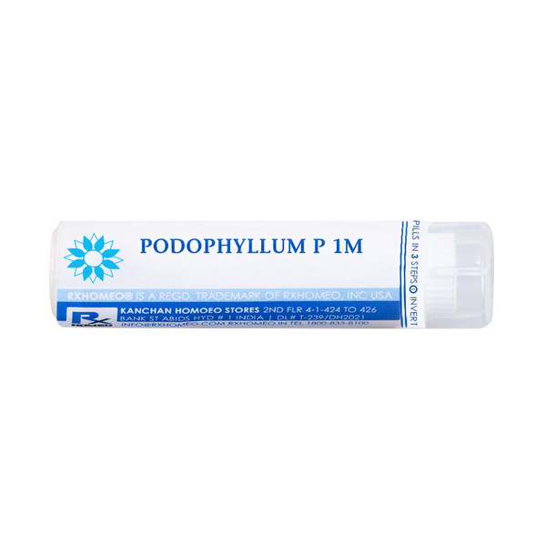 Shop Rxhomeo® homeopathic single remedy pills Podophyllum Peltatum for Acidity, Biliousness, Cholera Infantum, Constipation, Diarrhea, Dyspepsia, Fever, Hepatitis, Female Problems.