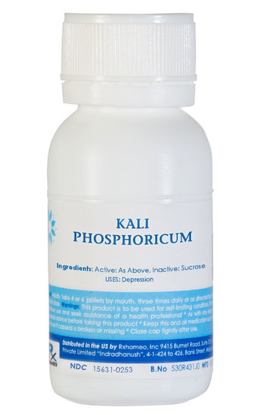 Buy Kali Phosphoricum 12X - 250 Tablets (1Oz) Cell Salt for natural relief from alopecia, amenorrhea, anemia, asthma, bedwetting, brain fag, depression, dysentery, feet fidgety, insomnia, menstrual headaches, nervous dyspepsia, sciatica, urticaria Available in lactose-based tablets, it has no side effects and can be safely used with other medications. Order now for holistic support