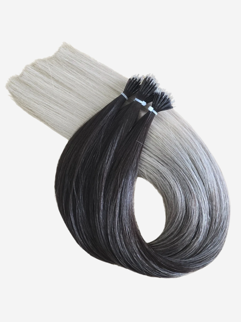 Nano Bead Hair Extensions #Black Ice Balayage