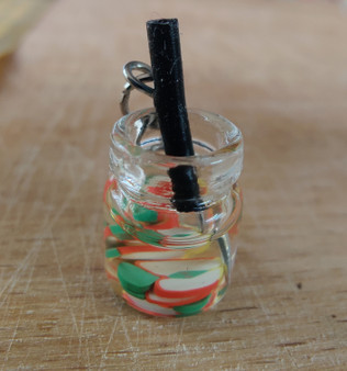 Apple drink stitch marker, miniature, resin