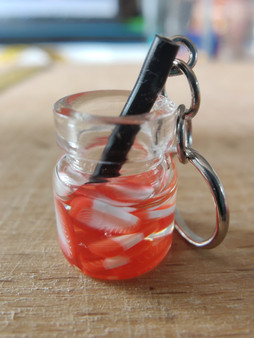 Sliced strawberry drink stitch marker, miniature, resin