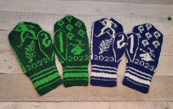 Scandinavian design, Umeå mittens, Knitted mittens with pattern inspired by the Umeå architecture and culture.