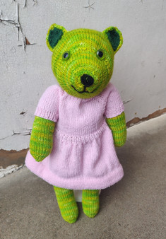 Teddy bear clothes, knit set, doll clothes, knitting pattern, knitted dress