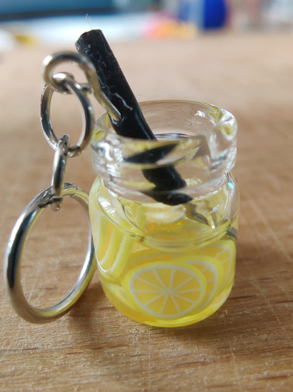 Lemon drink stitch marker, miniature, resin