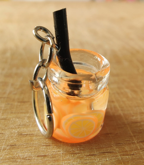 Orange drink stitch marker, miniature, resin