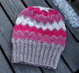 Knitted hat with beginner friendly pattern inspired by cupcakes.