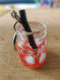 Sliced strawberry drink stitch marker, miniature, resin