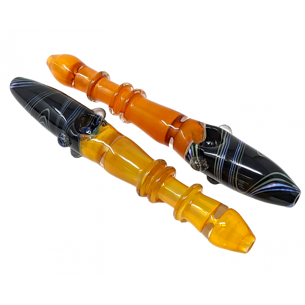 8" Fumed Triple Ring Wave Work Steamroller Hand Pipe 2 Pack HS
