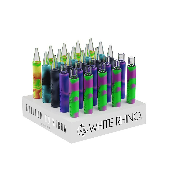 White Rhino Chillum to Straw Pyrex OG 25ct Display Wholesale