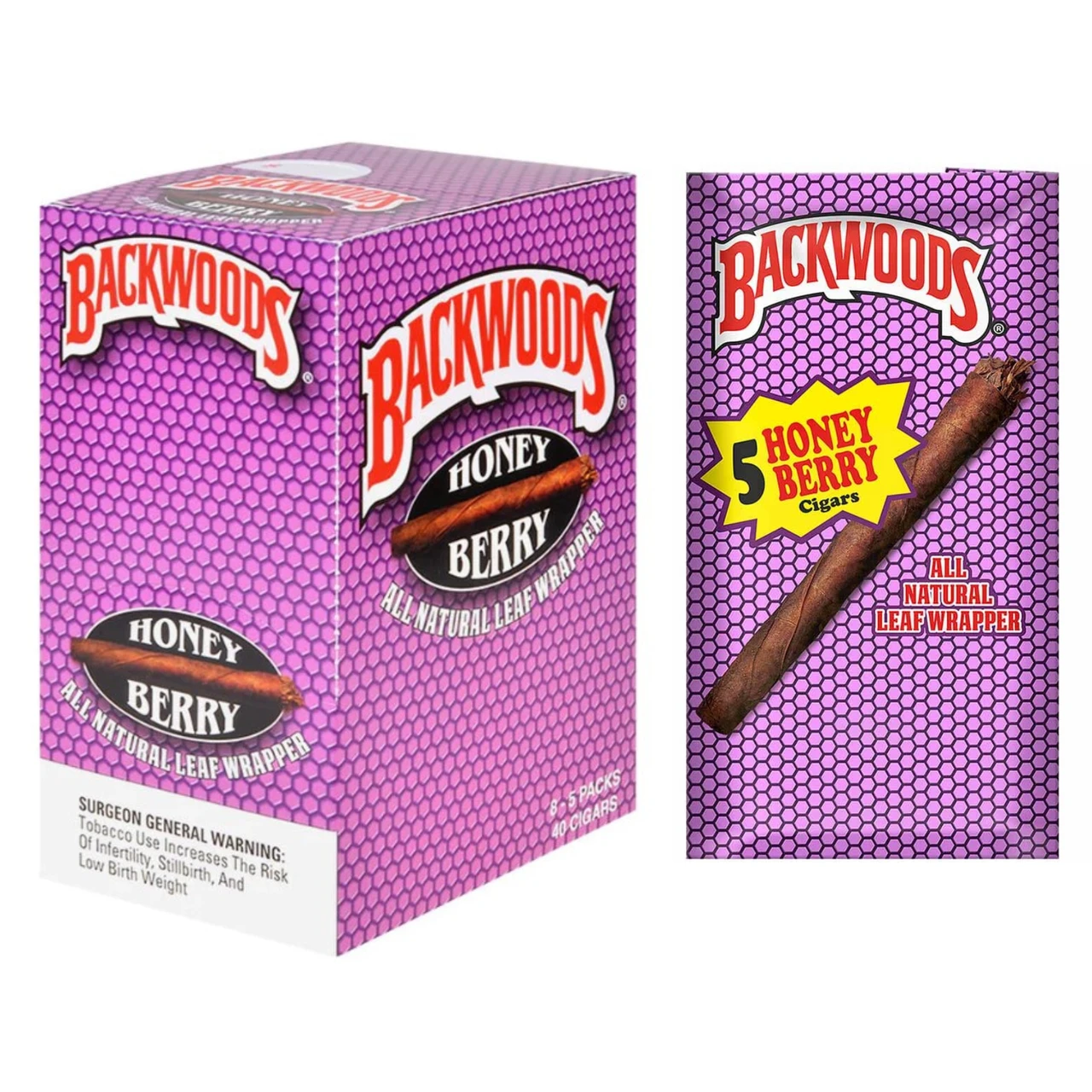 Backwoods Cigar Wraps (5ct) Display of 8 - HS Wholesale