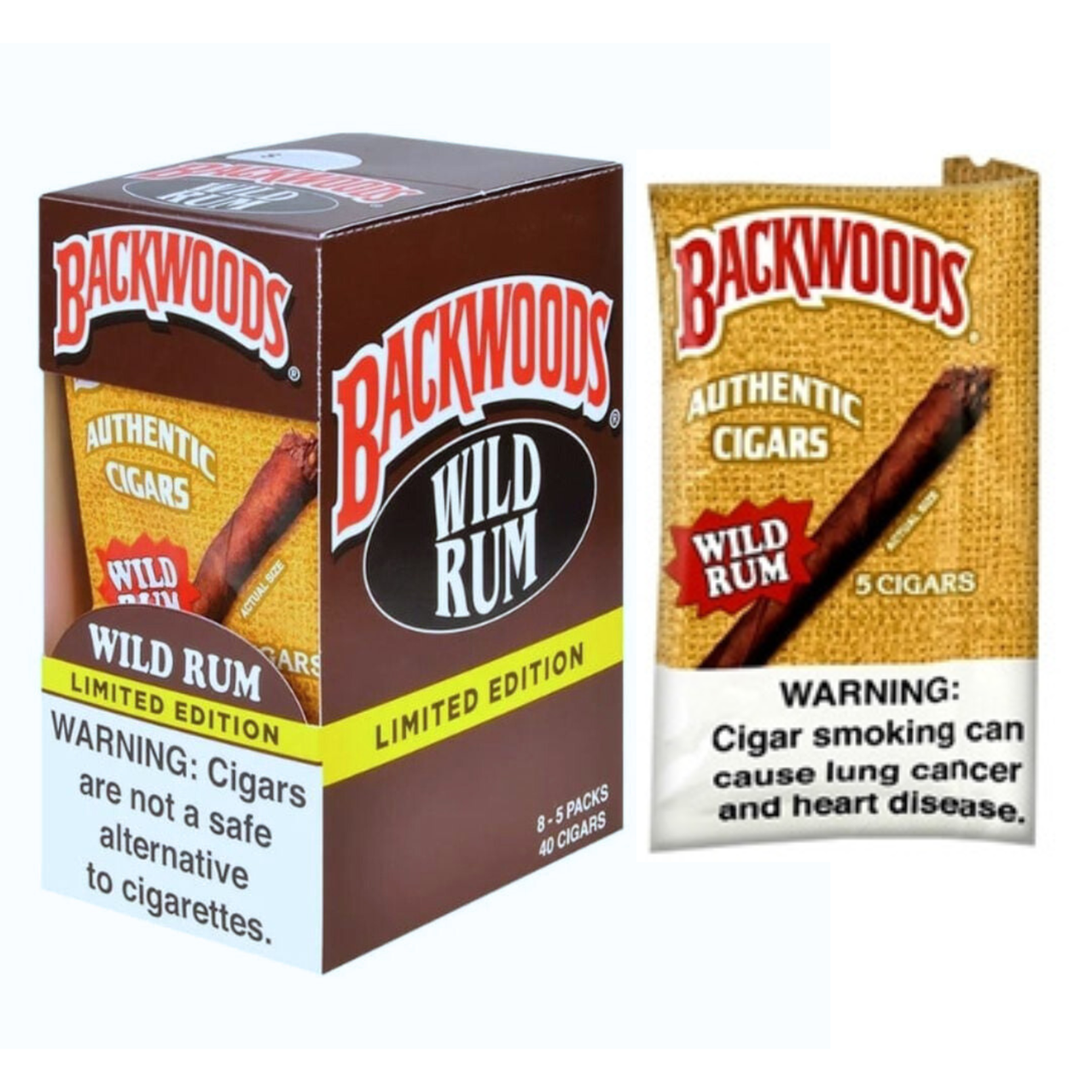 Backwoods Cigar Wraps (5ct) Display of 8 - HS Wholesale