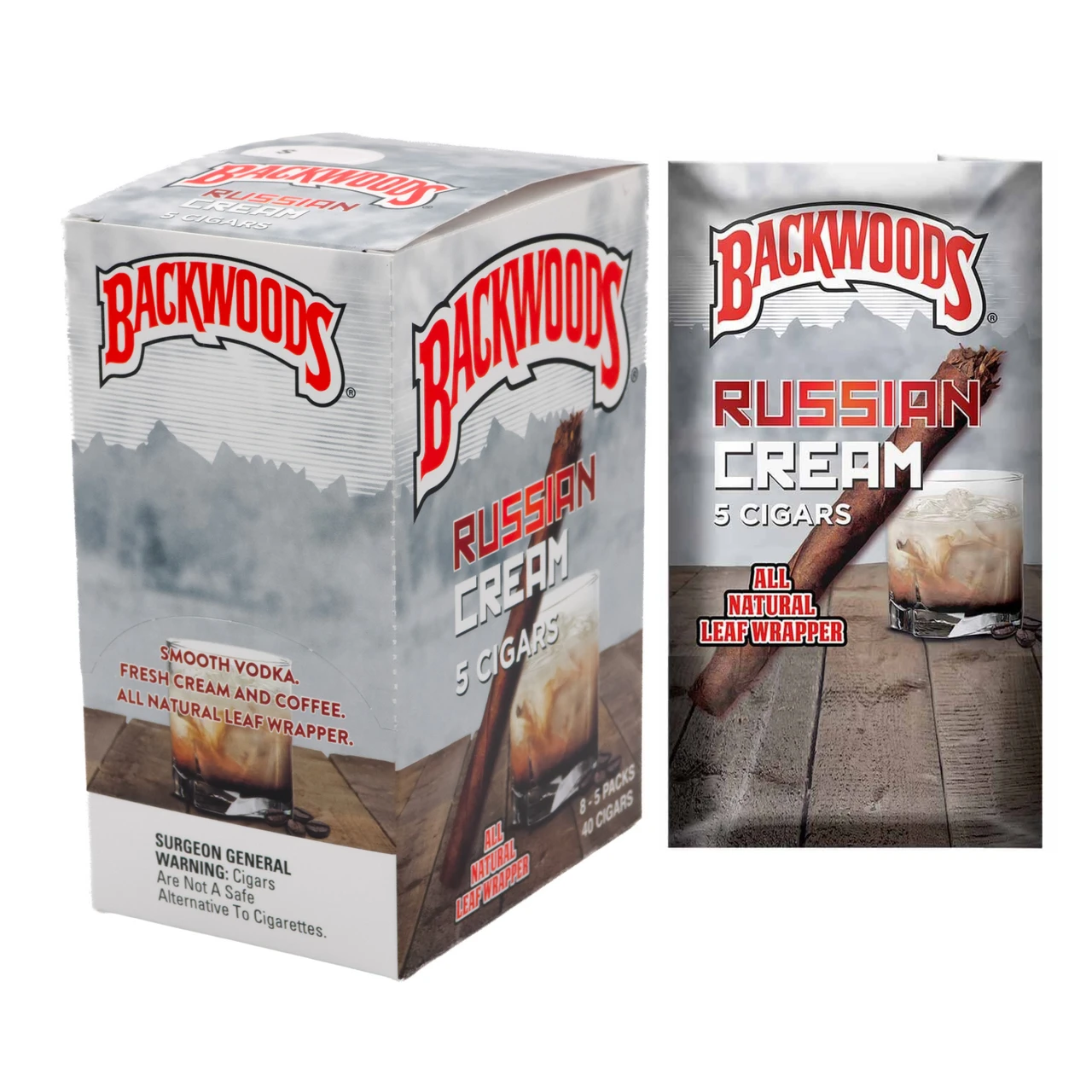 Backwoods Cigar Wraps (5ct) Display of 8 - HS Wholesale