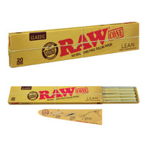RAW® - Classic Pre-Roll Cone Lean (20ct) - Display of 12 (MSRP $8.00ea)