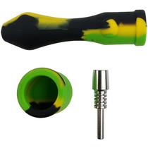 4" Silicone Assorted Nectar Hand Pipe with 10mm Metal Tip - Single (MSRP $25.00)