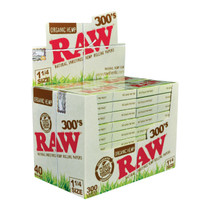 RAW® - Organic Hemp Rolling Papers 1¼ 300's (300ct) - Display of 40 (MSRP $4.50ea)