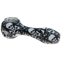 4.5" Silicone Assorted Water Transfer Design Glass Bowl Hand Pipe (MSRP $15.00)