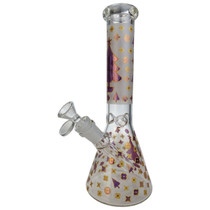 10" Gold Xmas Decal Beaker Water Pipe - with 14M Bowl (MSRP $65.00)