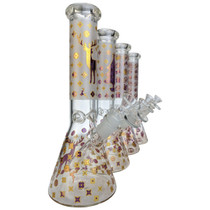 10" Gold Xmas Decal Beaker Water Pipe - with 14M Bowl (MSRP $65.00)