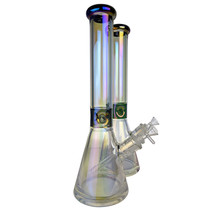 16" Electro Plated Rainbow Glass Beaker Water Pipe - with 14M Bowl (MSRP $125.00)